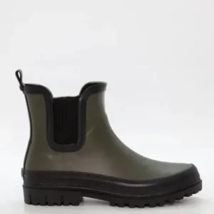 Gummistøvle med elastiske sidekile khaki Duffy