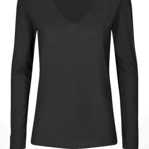 Bluse med v-hals sort