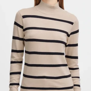 Strikbluse med skulderknapper cement mix