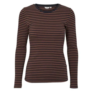 Ludmilla LS Tee GOTS - Carafe/Black - Basic Apparel