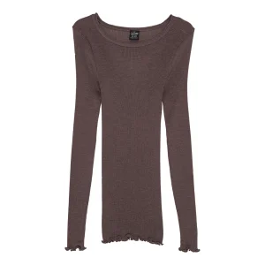 LS Wool Silk Rib Bluse 3446 - Taupe