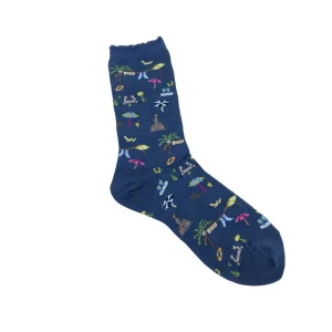 Summer Beach Strømper - Navy - Str. 36-40